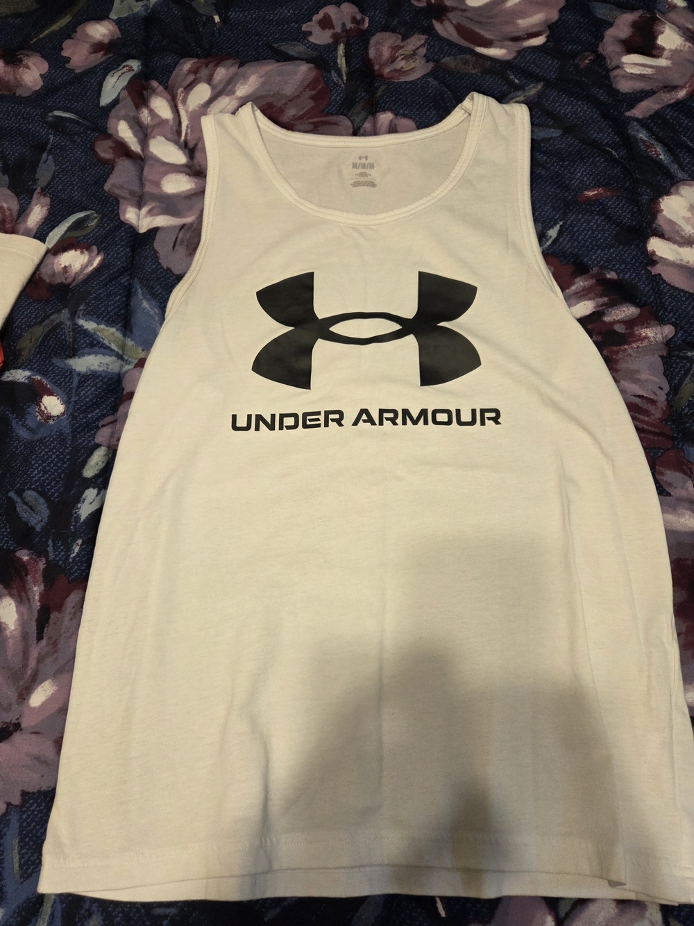 Under Armour White Tank with Black Logo